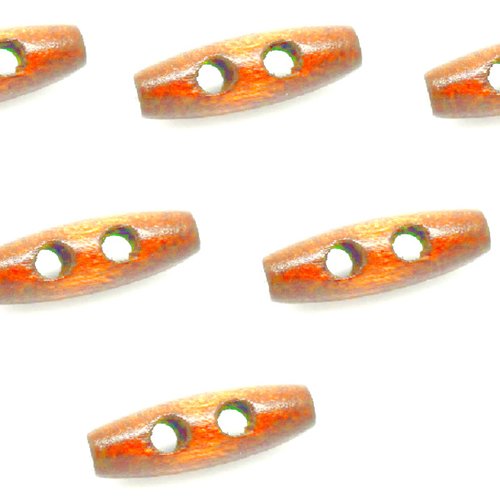 Lot 6 boutons bois : olive marron 30*9mm (03)