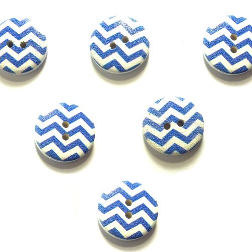 Lot 6 boutons bois : rond motif fantaisie 20mm (13)
