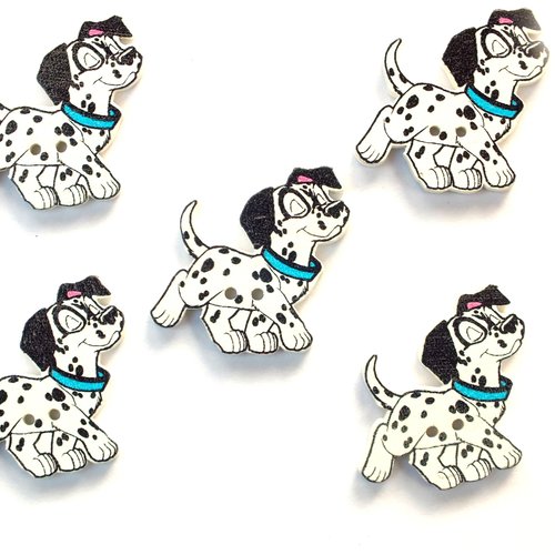 Lot 5 boutons bois : chien 28*26mm (37)