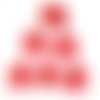 Lot 6 appliques tissus  : noeud papillon rouge avec rose 3cm (14)