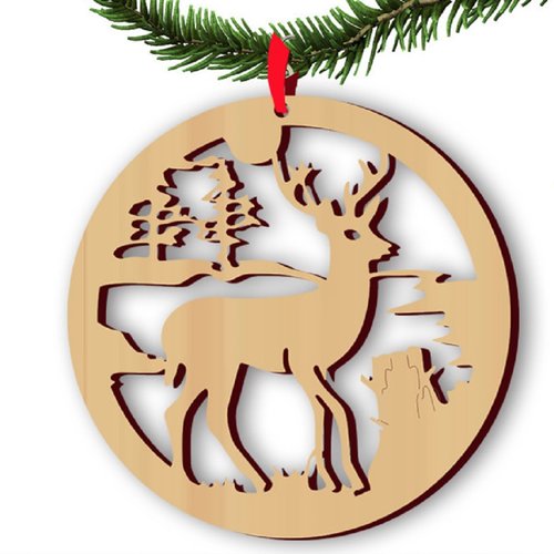 Applique bois : cerf 10cm , épaisseur 2.3cm .(03)