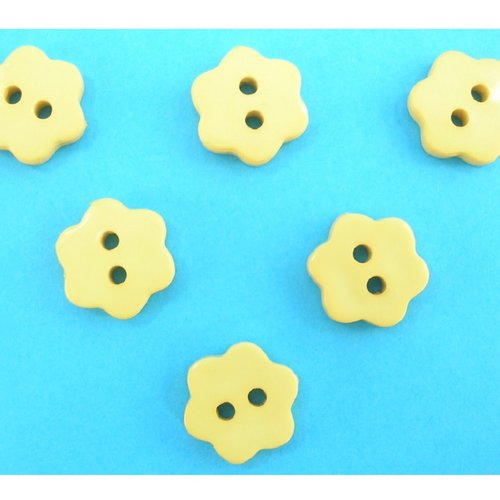 Lot 6 boutons acryliques : fleur jaune 14mm