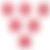 Lot 6 boutons acryliques : fleur rouge 16mm