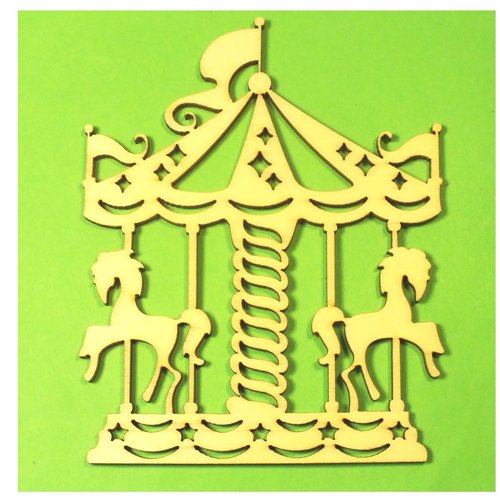Applique  bois : manège 10*8cm