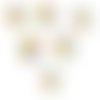 Lot 6 boutons bois : rond motif fantaisie 25mm (06)