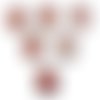 Lot 6 boutons bois : rond motif fleur 30mm (46)