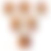 Lot 6 boutons bois : rond motif fleur 30mm (44)