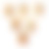 Lot 6 boutons bois : rond motif fleur 30mm (41)