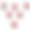 Lot 6 boutons bois : rond motif fleur 15mm (149)