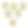Lot 6 boutons bois : rond motif fleur 15mm (154)