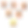 Lot 6 boutons bois : rond motif drapeau 15mm