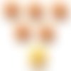 Lot 6 boutons bois : rond motif champignon 15mm (01)