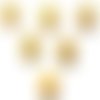 Lot 6 boutons bois : rond motif bonhomme neige 15mm (01)