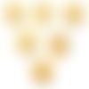 Lot 6 boutons bois : rond motif coeur 15mm (03)