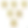 Lot 6 boutons bois : rond motif fleur 15mm (160)