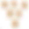 Lot 6 boutons bois : rond motif fleur 15mm (163)