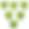 Lot 6 boutons bois : tete ours vert 18*15mm