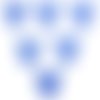 Lot 6 boutons bois : tete ours bleu 18*15mm