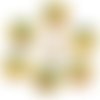 Lot 6 boutons bois : rond motif smiley 3 modèles 25mm