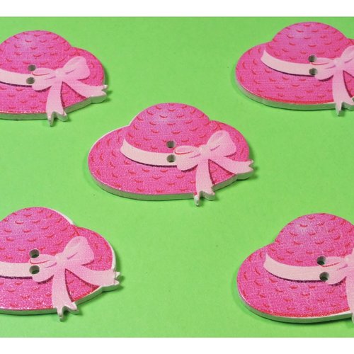 Lot 5 boutons bois : chapeau 30*22mm (06)