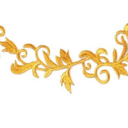 Applique tissu thermocollant : bordure gold 23*5cm (08)