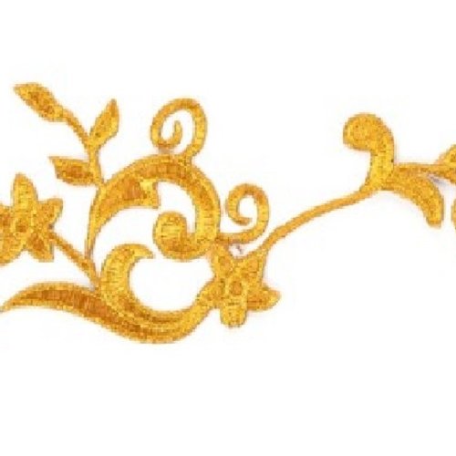 Applique tissu thermocollant : bordure gold 22*5cm (09)
