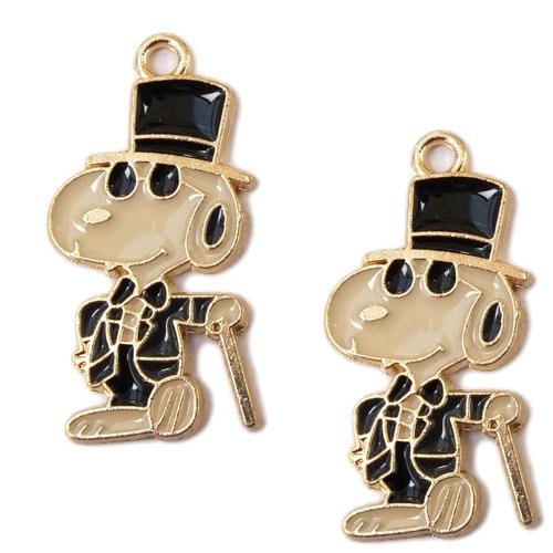 Lot 2 charms/breloques  plaqué doré : chien 29*15mm (21)