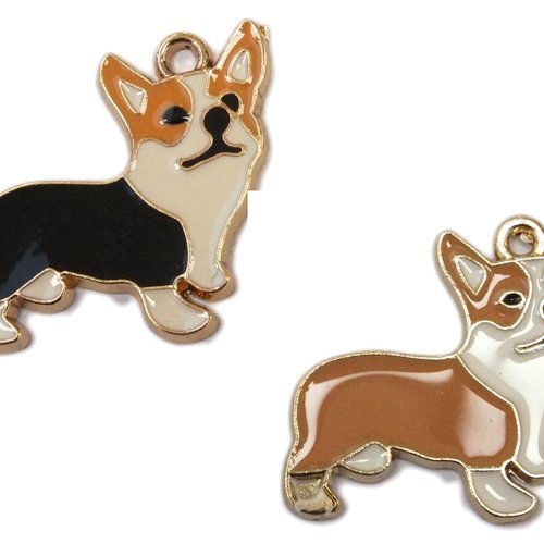 Lot 2 charms/breloques  plaqué doré : chien 24*23mm (22)