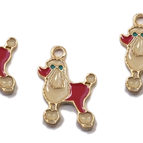 Lot 3 charms/breloques  plaqué doré : chien 16*13mm (24)
