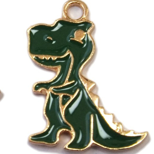 Lot 2 charms/breloques  plaqué doré : dinosaure 23*18mm (02)