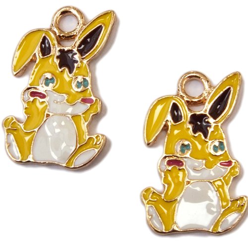 Lot 2 charms/breloques  plaqué doré  : lapin 23*15mm (02)