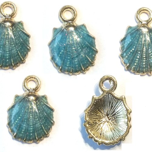 Lot 5 breloques/charms metal dores : coquillage 18*12 mm (01)