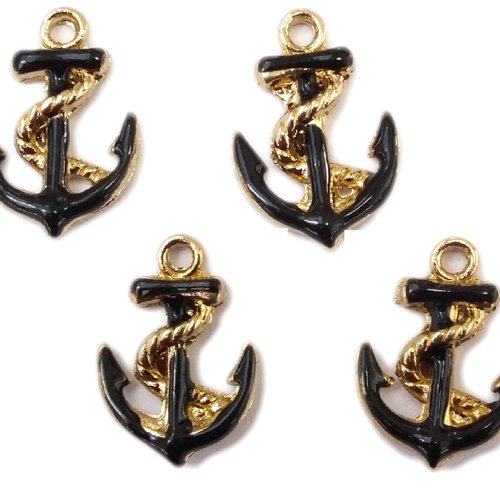 Lot 4 breloques/charms metal dores : ancre 17*12 mm (01)