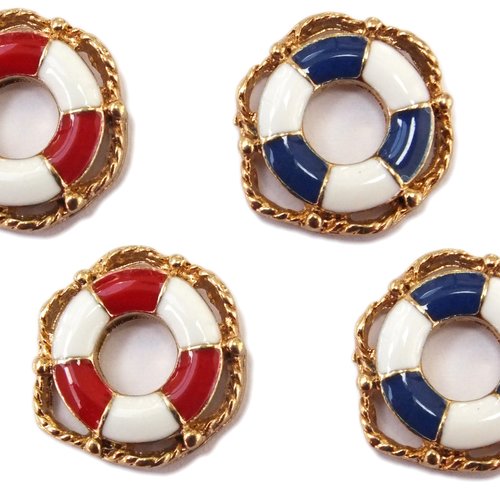 Lot 4 breloques/charms metal dores : bouée 15mm (01)
