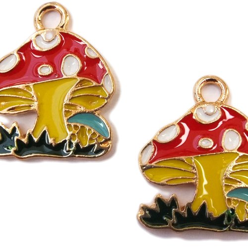 Lot 2 breloques/charms metal dores : champignon 21*17mm (02)