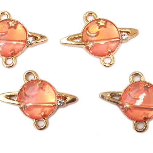 Lot 4 breloques/charms metal dores : planète 19*15mm (01)