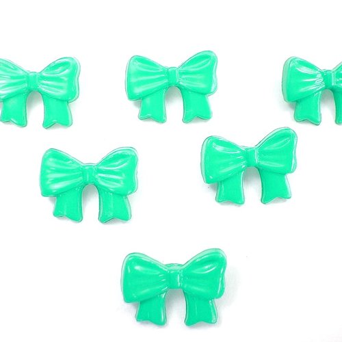 Lot 6 boutons acryliques : noeud papillon vert pale 13*10mm (01)