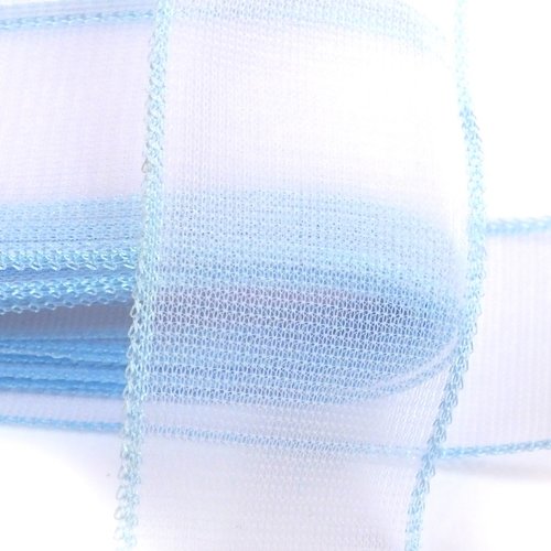 Ruban dentelle blanche et bleu : largeur 25mm - longueur 100cm (02)