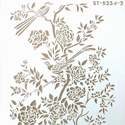 Pochoir plastique 30*21cm : fleur et oiseaux (01)