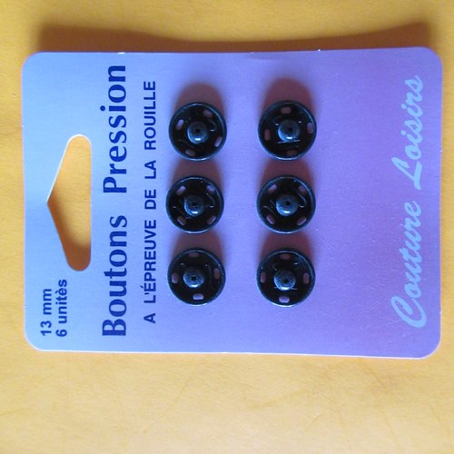 Boutons pression noir 13 mm