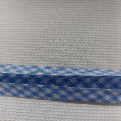 Biais vichy ciel et blanc  vendu en 1 lot de 5 m