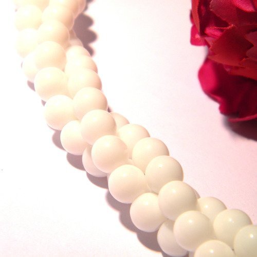 50 perles verre cuit -6mm- perle de verre lisse et brillante-blanc -h67