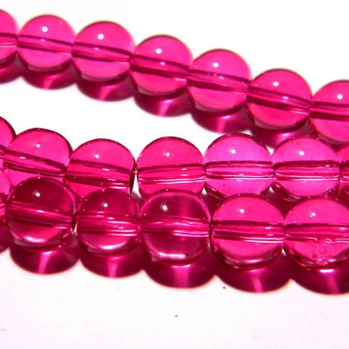 Fushia 50 Perles de Bohème en verre craquelée 8/<9 mm