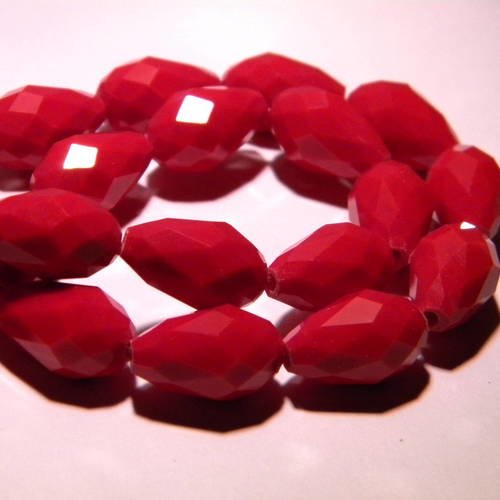 2027 15 perles de verre 15x10mm Goutte Rouge AB à Facettes Verre Perles Plaqués