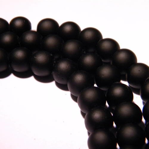 Noir 50 Perles de bohème 8 mm effet caoutchouté