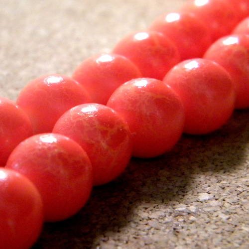 V8 9 *** 20 perles verre de Bohême 8 mm ORANGE dépoli