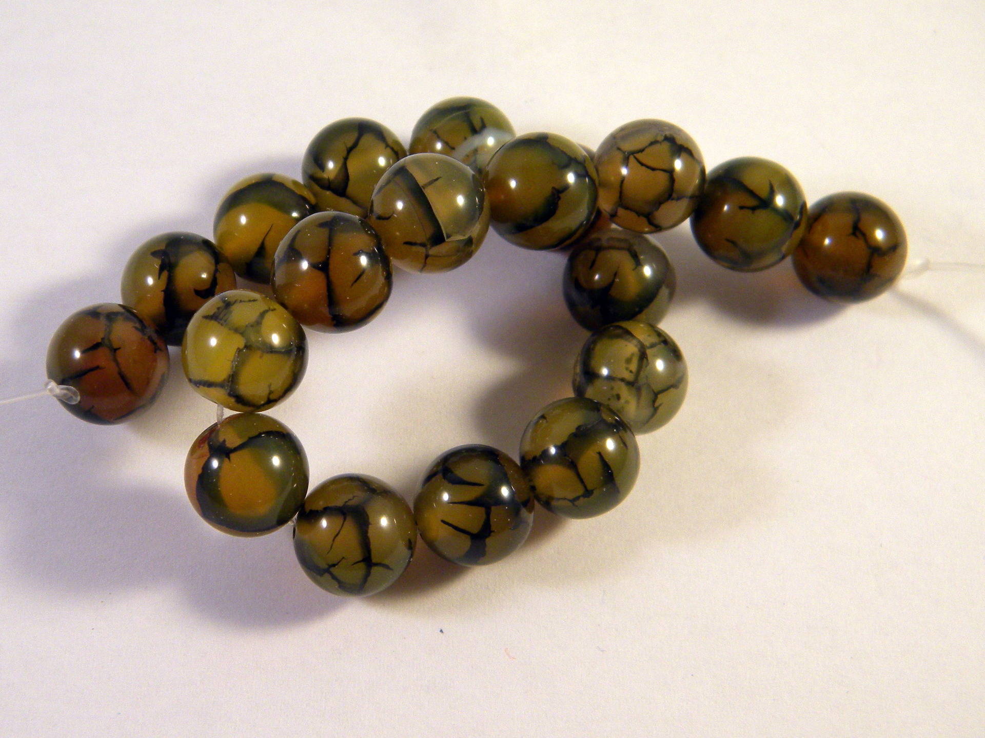 peinte a la main 10 mm olive 25 Perles métal
