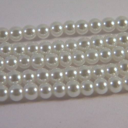 100 Blanc/Ivoire En Verre Perle Perles 4 mm