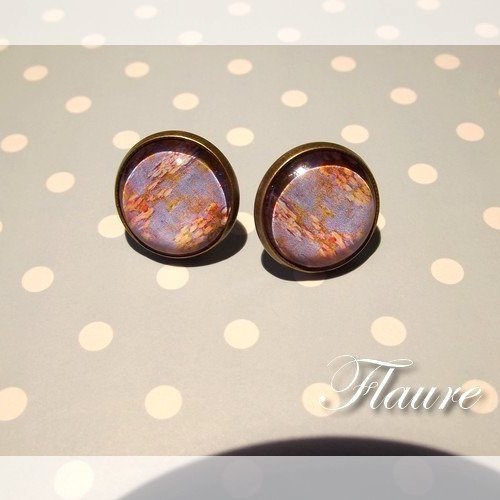 Boucles d'oreille puces cabochons "monet" 