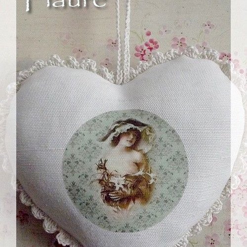 Coeur en coton tissé "femme 1900"